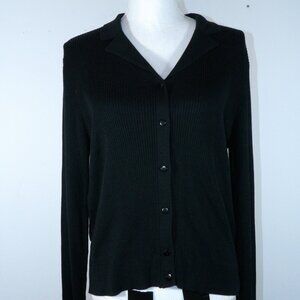 Woman's Black Button Front Sweater AUGUST SILK Size Large